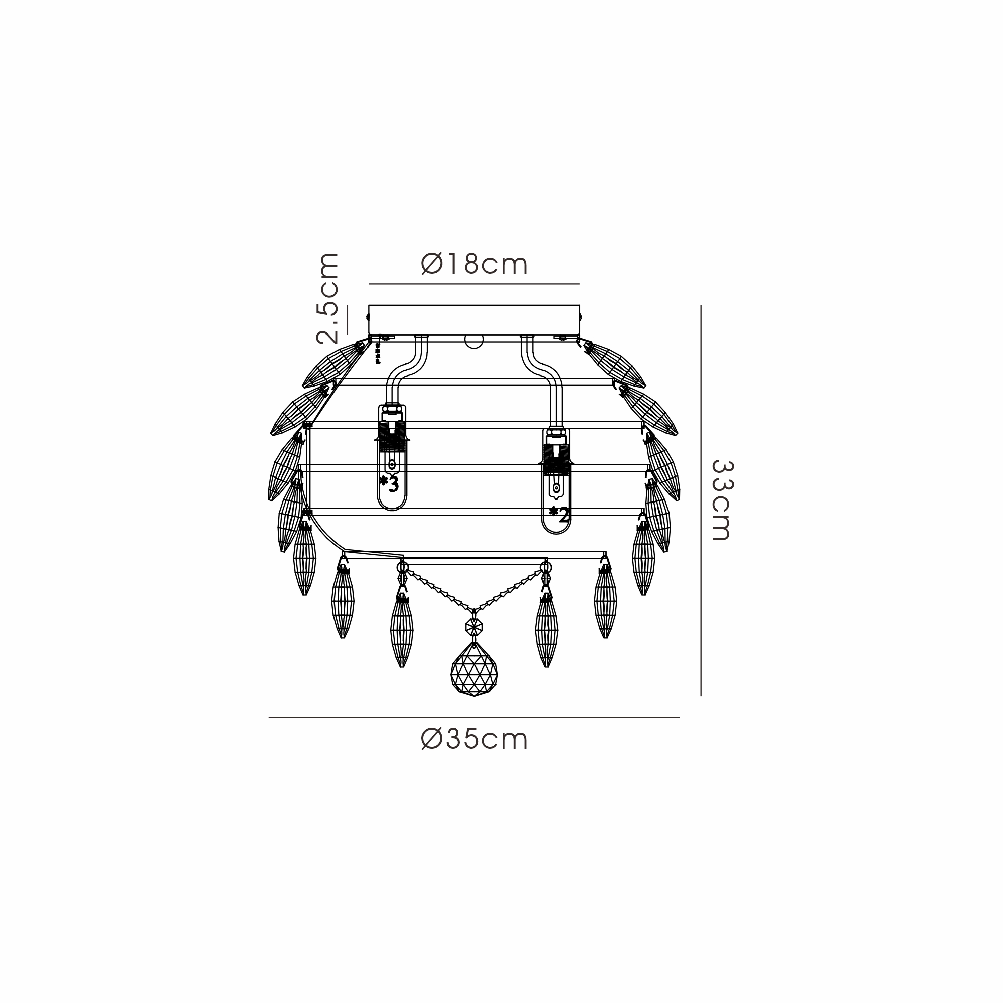 IL32898AB  Coniston IP Ceiling 5 Light IP44